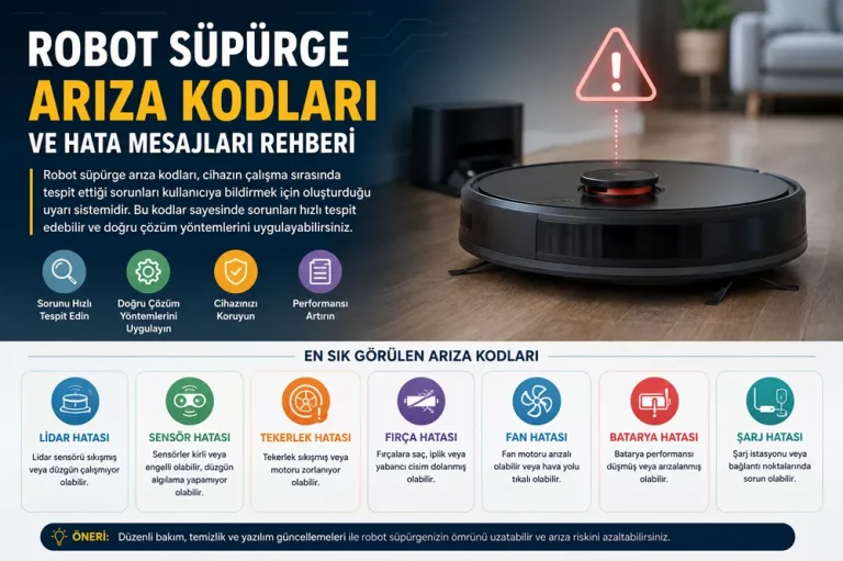 Robot Süpürge Arıza Kodları ve Hata Mesajları Rehberi