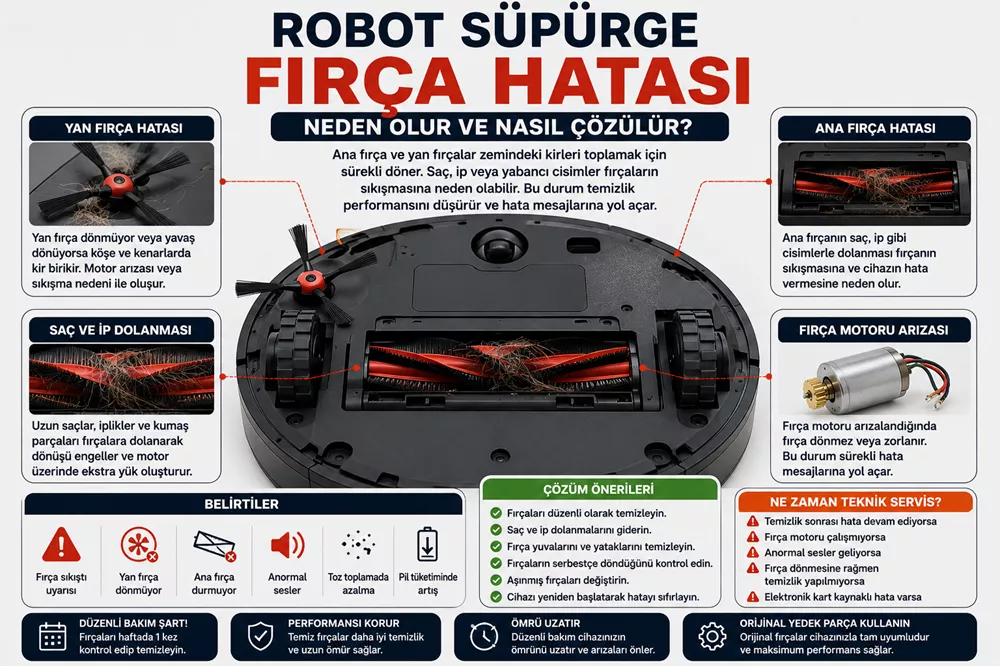 Robot Süpürge Fırça Hatası Nedir? Neden Olur ve Nasıl Çözülür?